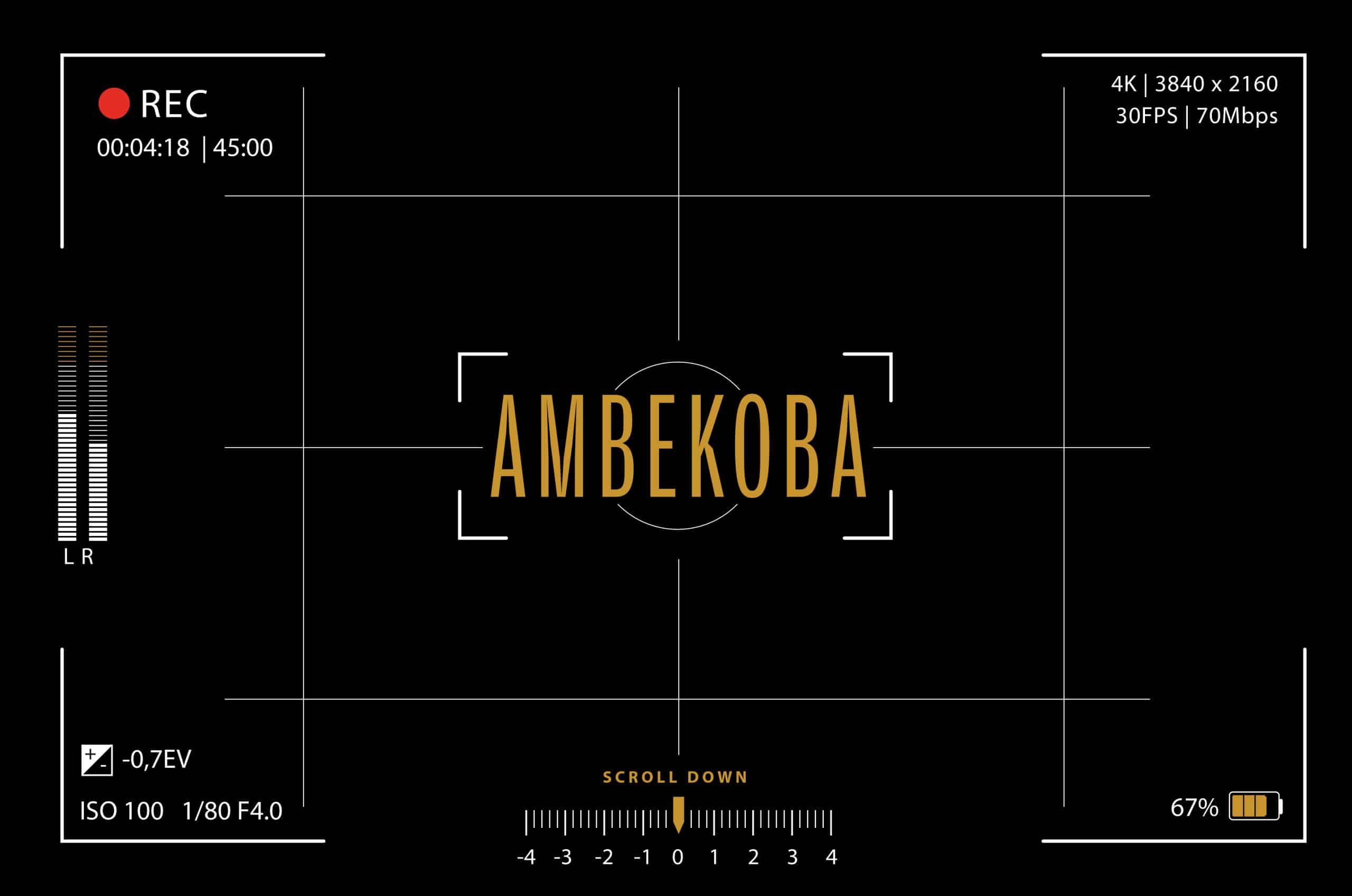 Film screen viewer showing AMBEKOBA in the centre